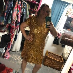 Sparkling Gold Sequin Mini Dress